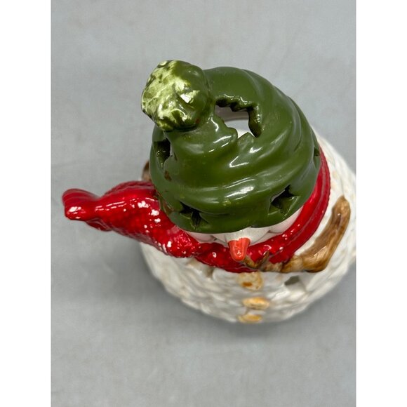 Hallmark Christmas Ceramic Snowman Tealight Candle Holder 6" Tall Used READ - Picture 3 of 8